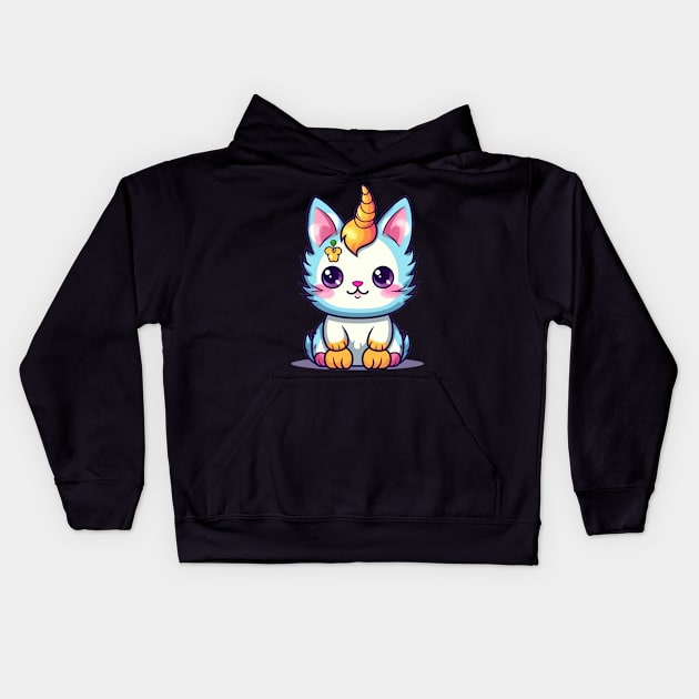 Baby cat unicorn Kids Hoodie by RosaliArt